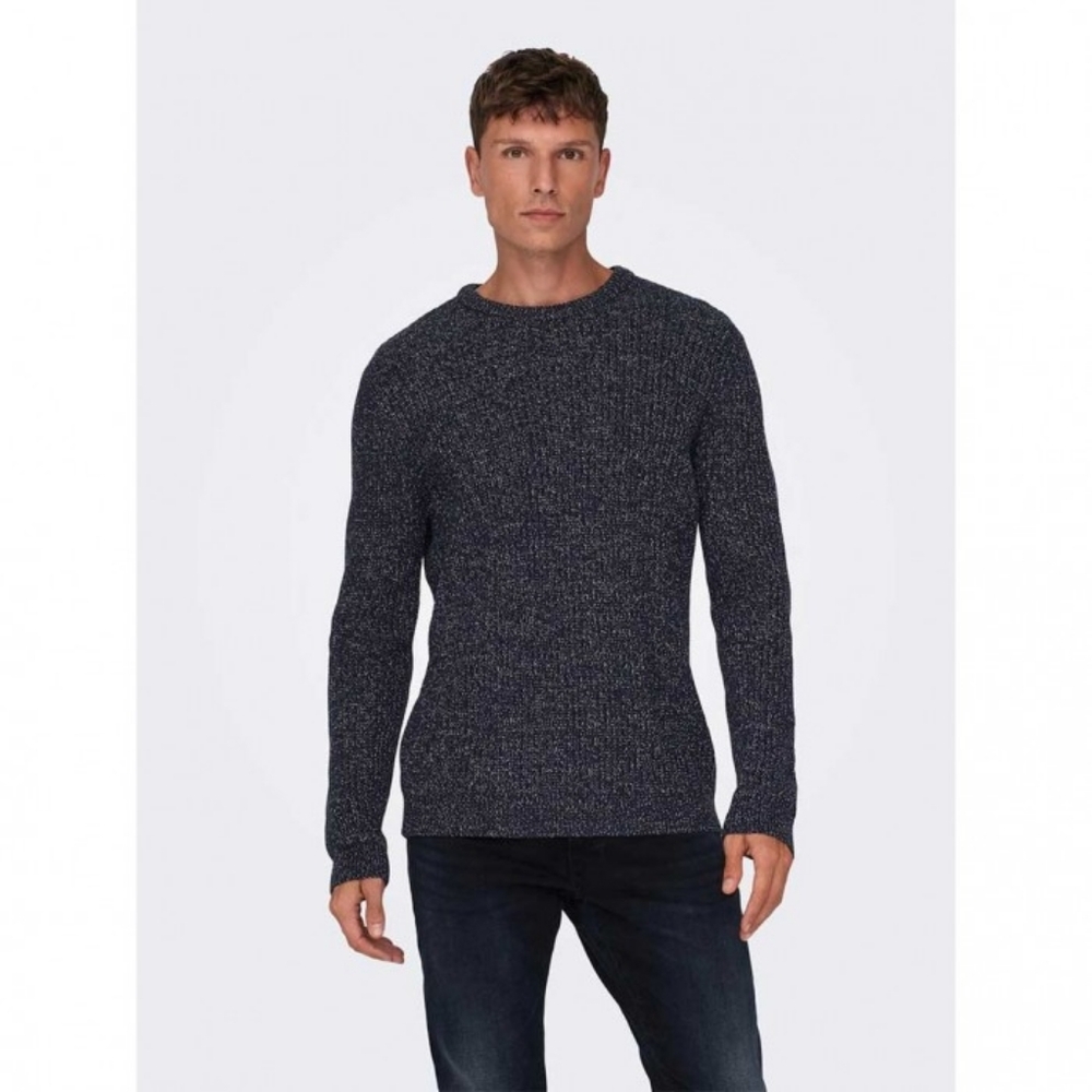 NWT Only & Sons Onsmalaki Reg 7 Crew Knit Sweater in Dark Blue Sz XXL